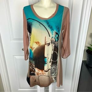 Goa | taupe & blue long top